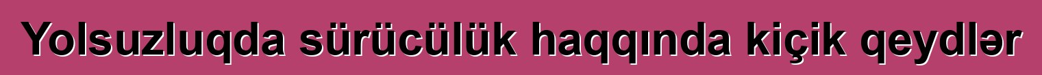Yolsuzluqda sürücülük haqqında kiçik qeydlər