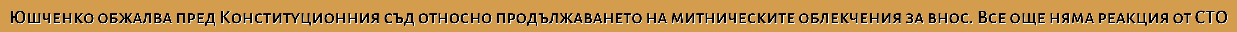 Юшченко обжалва пред Конституционния съд относно продължаването на митническите облекчения за внос. Все още няма реакция от СТО