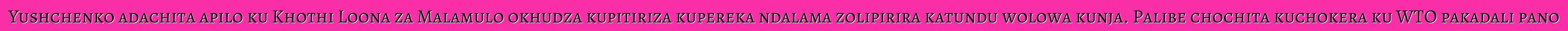 Yushchenko adachita apilo ku Khothi Loona za Malamulo okhudza kupitiriza kupereka ndalama zolipirira katundu wolowa kunja. Palibe chochita kuchokera ku WTO pakadali pano