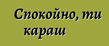 Спокойно, ти караш