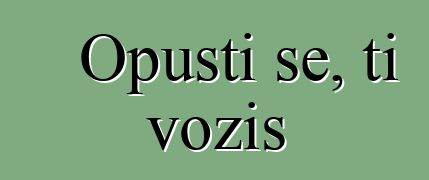 Opusti se, ti voziš