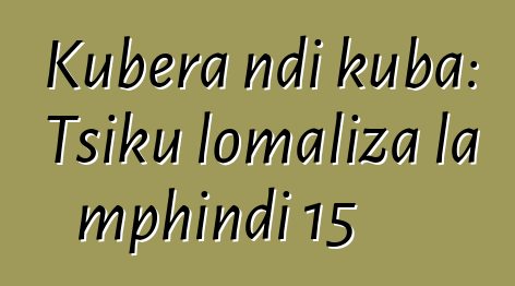 Kubera ndi kuba: Tsiku lomaliza la mphindi 15