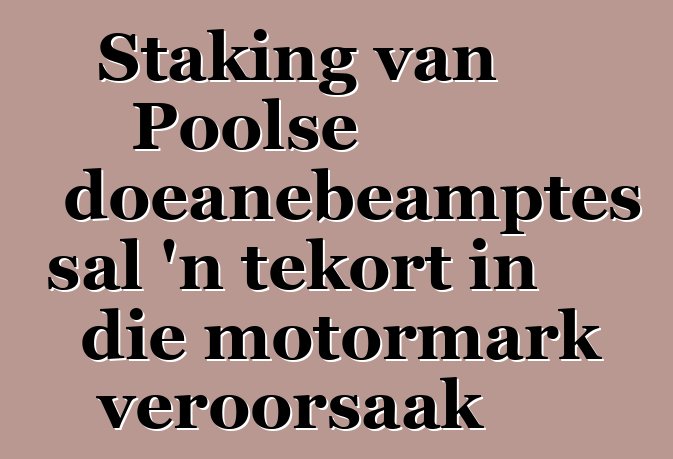 Staking van Poolse doeanebeamptes sal 'n tekort in die motormark veroorsaak