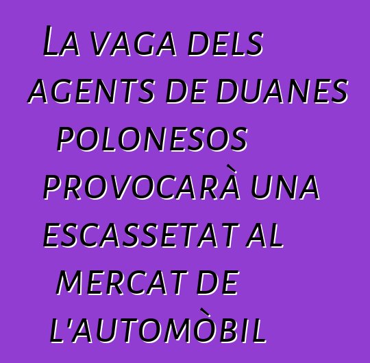 La vaga dels agents de duanes polonesos provocarà una escassetat al mercat de l'automòbil