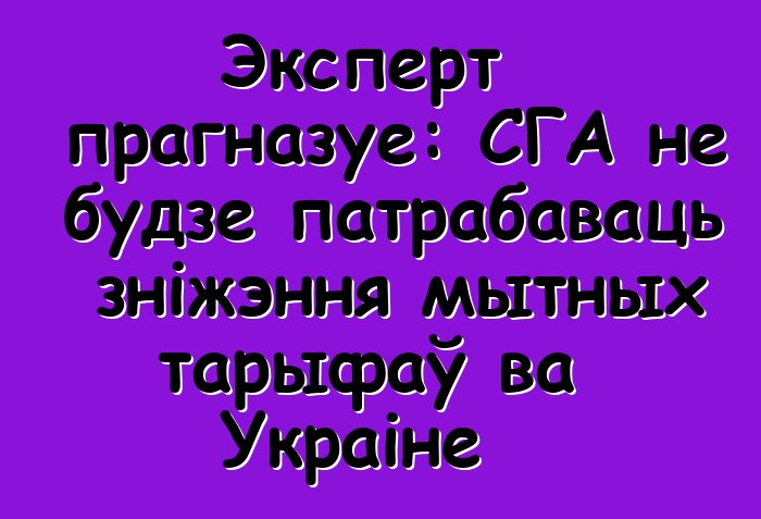 Эксперт прагназуе: СГА не будзе патрабаваць зніжэння мытных тарыфаў ва Украіне