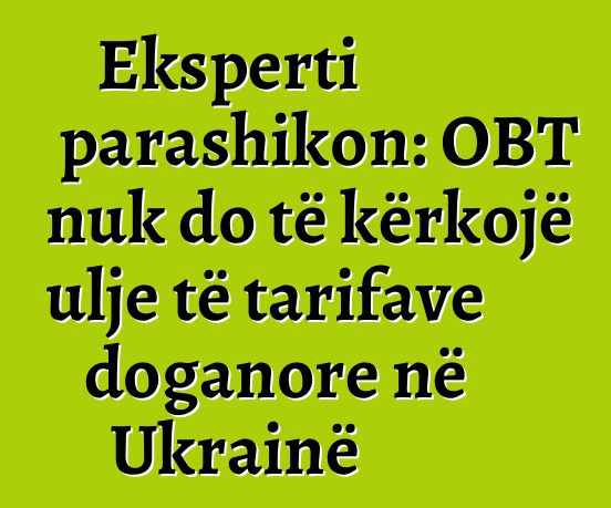 Eksperti parashikon: OBT nuk do të kërkojë ulje të tarifave doganore në Ukrainë