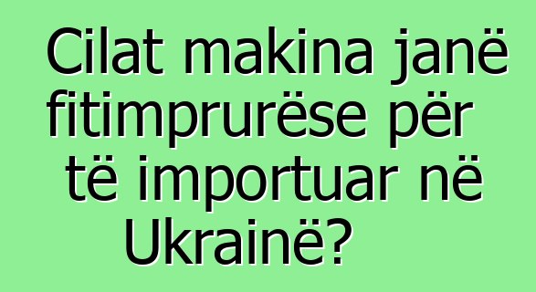 Cilat makina janë fitimprurëse për të importuar në Ukrainë?