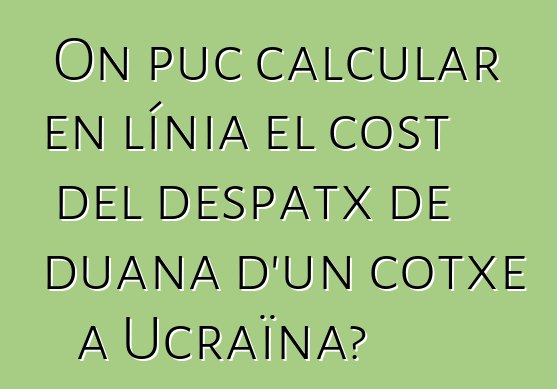 On puc calcular en línia el cost del despatx de duana d'un cotxe a Ucraïna?