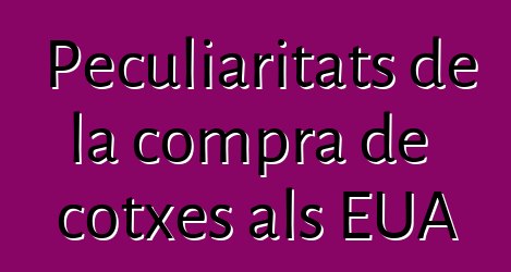 Peculiaritats de la compra de cotxes als EUA