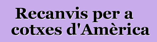 Recanvis per a cotxes d'Amèrica
