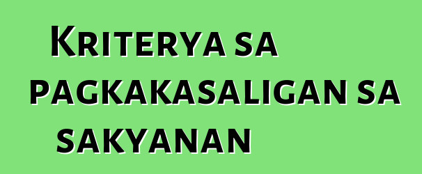 Kriterya sa pagkakasaligan sa sakyanan