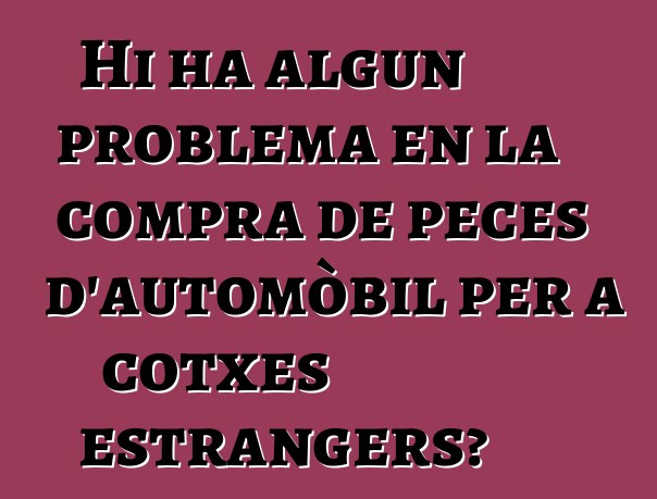 Hi ha algun problema en la compra de peces d'automòbil per a cotxes estrangers?