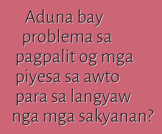 Aduna bay problema sa pagpalit og mga piyesa sa awto para sa langyaw nga mga sakyanan?
