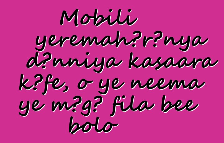 Mobili yɛrɛmahɔrɔnya dɔnniya kasaara kɔfɛ, o ye nɛɛma ye mɔgɔ fila bɛɛ bolo