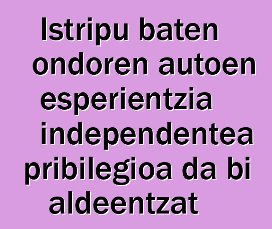 Istripu baten ondoren autoen esperientzia independentea pribilegioa da bi aldeentzat