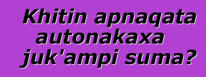 Khitin apnaqata autonakaxa juk’ampi suma?