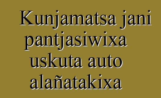 Kunjamatsa jani pantjasiwixa uskuta auto alañatakixa