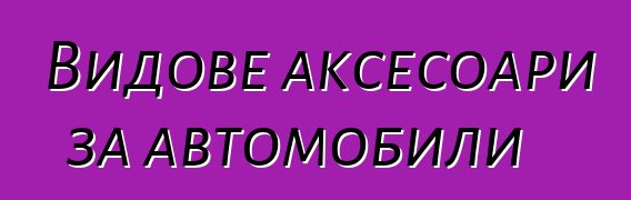 Видове аксесоари за автомобили