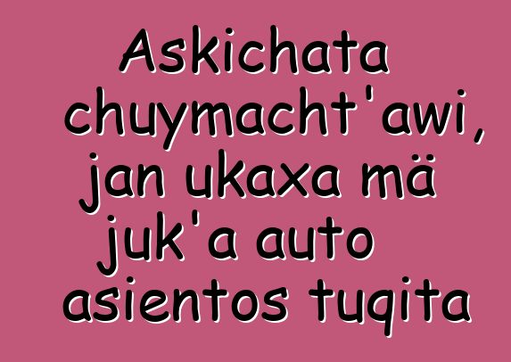 Askichata chuymacht’awi, jan ukaxa mä juk’a auto asientos tuqita