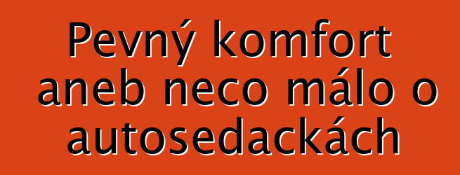 Pevný komfort aneb něco málo o autosedačkách