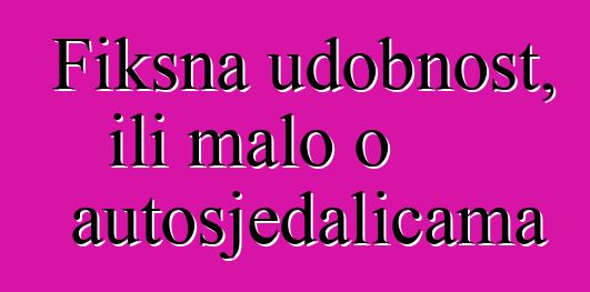 Fiksna udobnost, ili malo o autosjedalicama
