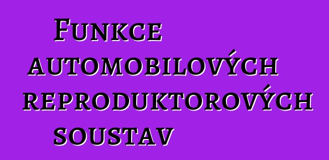 Funkce automobilových reproduktorových soustav