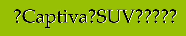 新款雪佛蘭Captiva是SUV級別的革命