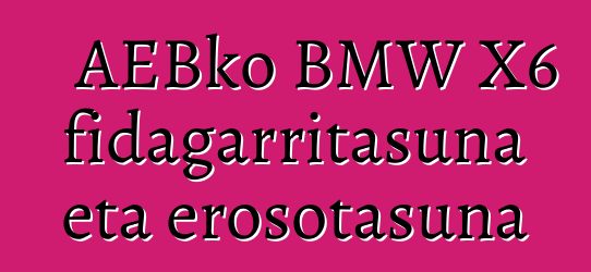 AEBko BMW X6 fidagarritasuna eta erosotasuna