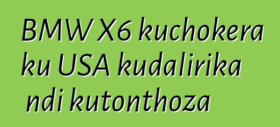 BMW X6 kuchokera ku USA kudalirika ndi kutonthoza