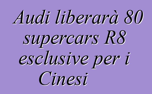 Audi liberarà 80 supercars R8 esclusive per i Cinesi