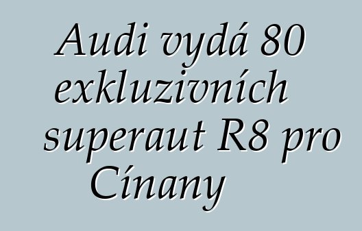 Audi vydá 80 exkluzivních superaut R8 pro Číňany