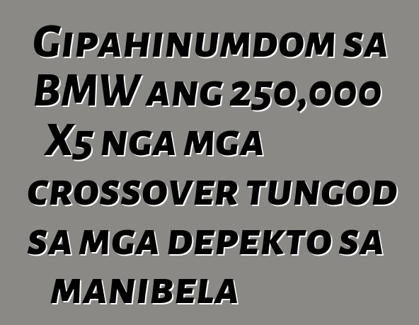Gipahinumdom sa BMW ang 250,000 X5 nga mga crossover tungod sa mga depekto sa manibela