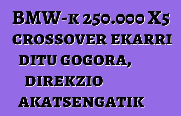 BMW-k 250.000 X5 crossover ekarri ditu gogora, direkzio akatsengatik