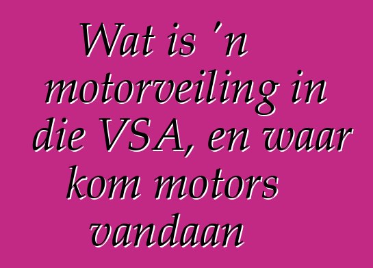 Wat is 'n motorveiling in die VSA, en waar kom motors vandaan