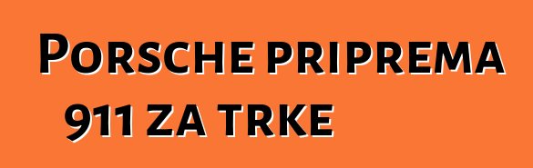 Porsche priprema 911 za trke