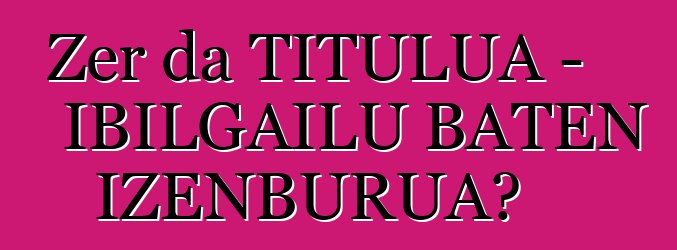 Zer da TITULUA - IBILGAILU BATEN IZENBURUA?