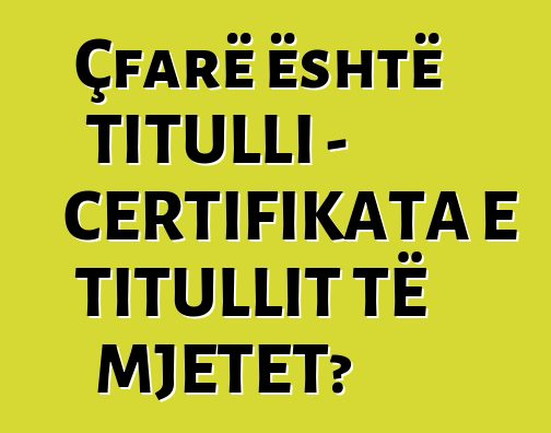 Çfarë është TITULLI - CERTIFIKATA E TITULLIT TË MJETET?