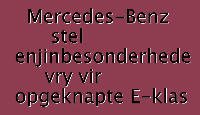Mercedes-Benz stel enjinbesonderhede vry vir opgeknapte E-klas
