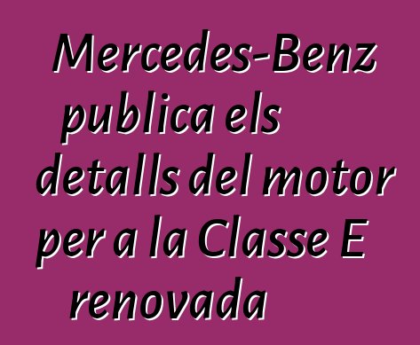 Mercedes-Benz publica els detalls del motor per a la Classe E renovada