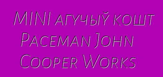 MINI агучыў кошт Paceman John Cooper Works