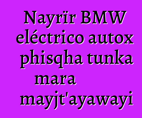 Nayrïr BMW eléctrico autox phisqha tunka mara mayjt’ayawayi