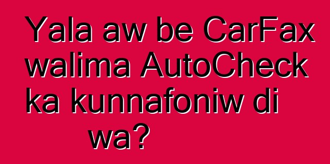 Yala aw bɛ CarFax walima AutoCheck ka kunnafoniw di wa?