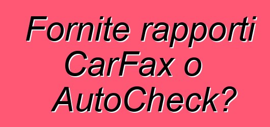Fornite rapporti CarFax o AutoCheck?