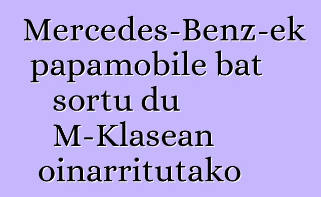 Mercedes-Benz-ek papamobile bat sortu du M-Klasean oinarritutako