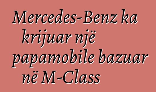 Mercedes-Benz ka krijuar një papamobile bazuar në M-Class