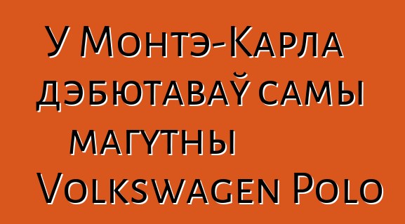 У Монтэ-Карла дэбютаваў самы магутны Volkswagen Polo