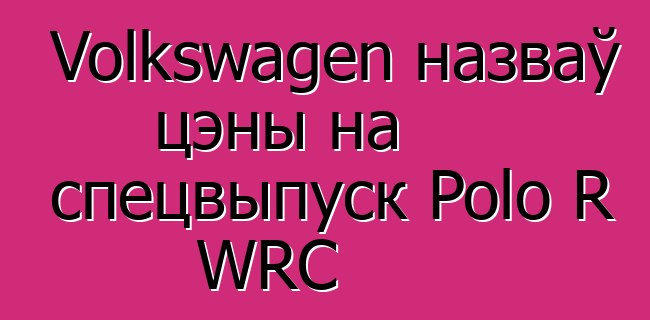 Volkswagen назваў цэны на спецвыпуск Polo R WRC