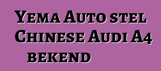 Yema Auto stel Chinese Audi A4 bekend