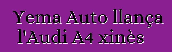 Yema Auto llança l'Audi A4 xinès