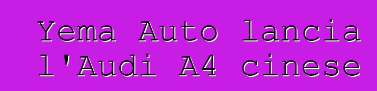 Yema Auto lancia l'Audi A4 cinese